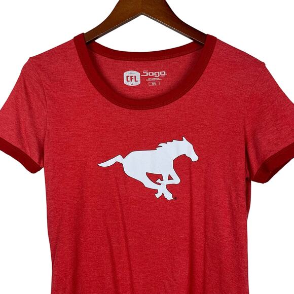 Sogo Sports Calgary Stampeders T-shirt CFL Short Sleeve Red Shirt Women's L - Picture 2 of 5